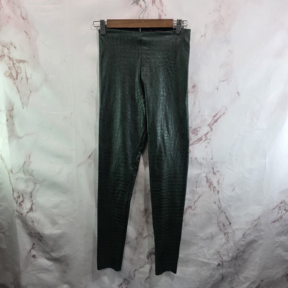 Commando Leggings Womens Medium Green Faux Leather High Rise Croc Alligator